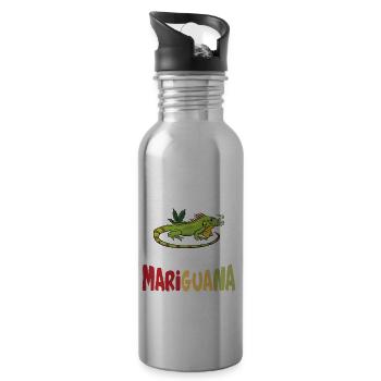 What Does A Lizard Smoke? Mariguana - Trinkflasche mit integriertem Trinkhalm - Lightsilver - Rechts