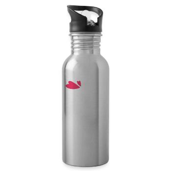 No Body Shaming Bodyshaming Stop Annoyance - Water bottle with straw - silver - Right