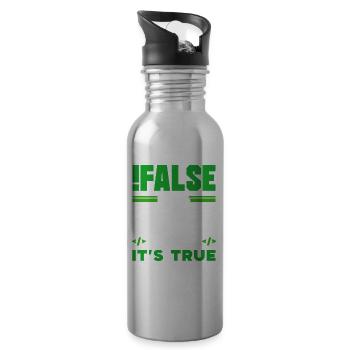 faux c’est drôle parce que c’est vrai faux vrai vrai - Gourde avec paille intégrée - argent clair - Droite