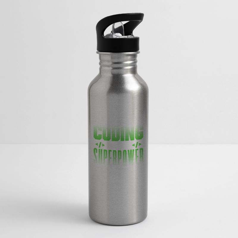 Coding Ist Meine Superkraft Coder Programmierer Trinkflasche mit integriertem Trinkhalm