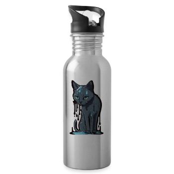 Farbe-Schmelzende Katze - Trinkflasche mit integriertem Trinkhalm - Lightsilver - Rechts