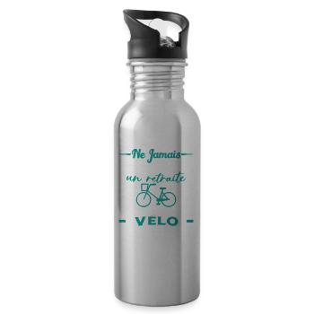Un Retraité Sur Son Vélo Humour Retraite Cycliste - Gourde avec paille intégrée - argent clair - Droite