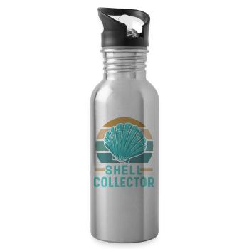 Shell collectors Mussel collectors collect mussels - Water bottle with straw - silver - Right
