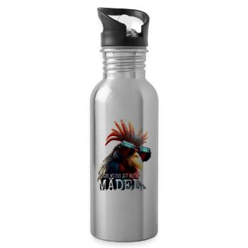 Hühner Keine Zeit Ich Muss Zu Meinen Mädels Hahn - Trinkflasche mit integriertem Trinkhalm - Lightsilver - Rechts