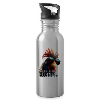Hühner Mir Reichts Ich Geh Zu Meinen Hühnern Hahn - Trinkflasche mit integriertem Trinkhalm - Lightsilver - Rechts