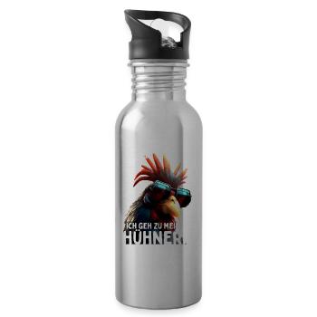 Hühner Mir Reichts Ich Geh Zu Meinen Hühnern Hahn - Trinkflasche mit integriertem Trinkhalm - Lightsilver - Rechts