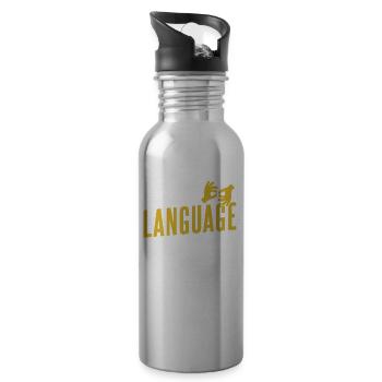 Gebärdensprache Experte Gebärden Gestik Awareness - Trinkflasche mit integriertem Trinkhalm - Lightsilver - Rechts