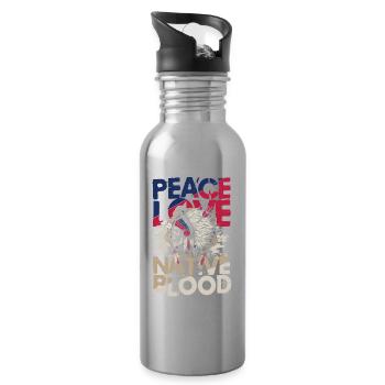 Peace Love Native Blood für Ureinwohner Amerikas - Trinkflasche mit integriertem Trinkhalm - Lightsilver - Rechts