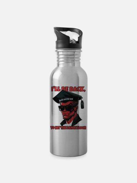 Cyborg-Roboter absolviert Abschluss - Trinkflasche mit integriertem Trinkhalm - Lightsilver