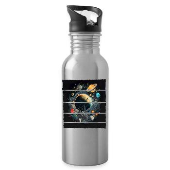 Space Planeten Astronaut für einen Kinder und - Trinkflasche mit integriertem Trinkhalm - Lightsilver - Rechts
