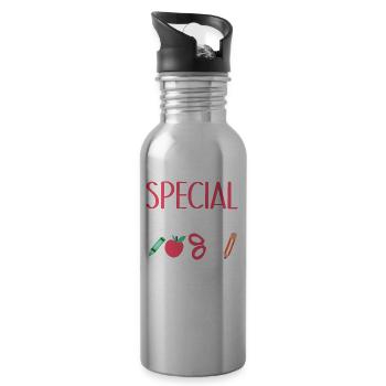 Sonderpädagogik Sonderpädagoge Lehrer Beruf - Trinkflasche mit integriertem Trinkhalm - Lightsilver - Rechts