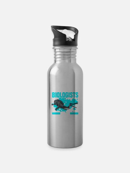 Meeresbiologie - Trinkflasche mit integriertem Trinkhalm - 