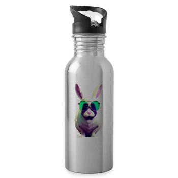 Lapin cool avec des lunettes de soleil - Gourde avec paille intégrée - argent clair - Droite