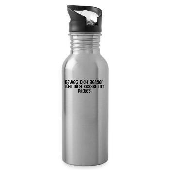 Pilates - Beweg dich besser, fühl dich besser mit - Trinkflasche mit integriertem Trinkhalm - Lightsilver - Rechts
