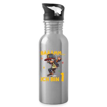1.Geburtstag Jungen - Bääm ich bin 1 Coole Jungs - Trinkflasche mit integriertem Trinkhalm - Lightsilver - Rechts