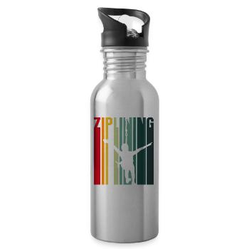 Ziplining Seilrutsche Zipline Sprüche Sport - Trinkflasche mit integriertem Trinkhalm - Lightsilver - Rechts
