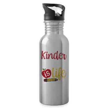 Kindergarten Ist Life Humor Kinder Süß Sprüche - Trinkflasche mit integriertem Trinkhalm - Lightsilver - Rechts