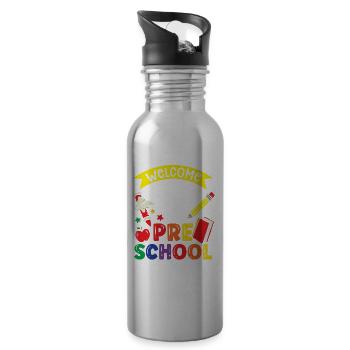 Willkommen Zurück In Der Vorschule Schulstart - Trinkflasche mit integriertem Trinkhalm - Lightsilver - Rechts