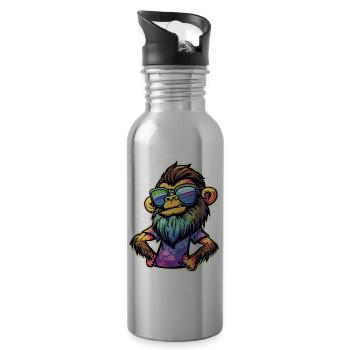 Funky Affe - Trinkflasche mit integriertem Trinkhalm - Lightsilver - Rechts