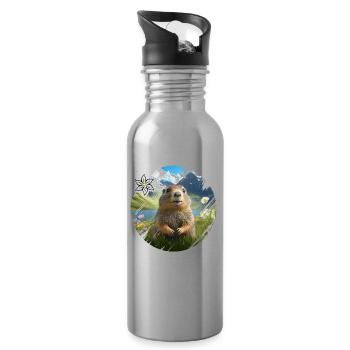 Kleinwalsertal Murmeltier für einen Walser - Trinkflasche mit integriertem Trinkhalm - Lightsilver - Rechts