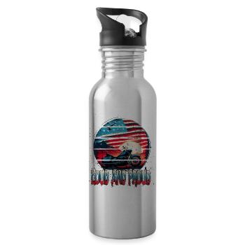 Loud And Proud für einen Motorradfahrer Opa Vater - Trinkflasche mit integriertem Trinkhalm - Lightsilver - Rechts
