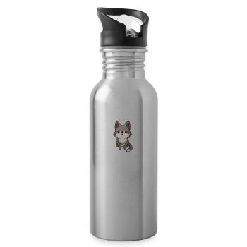 süßer Wolf Wolfshund Kawaii Husky Design Pocket - Trinkflasche mit integriertem Trinkhalm - Lightsilver - Rechts