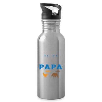 Homme Véritable et Authentique Papa Poule et Ours - Gourde avec paille intégrée - argent clair - Droite