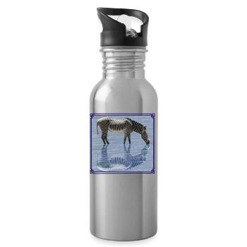 Zebra reflection - Zebras - Wildlife in Africa - Water bottle with straw - silver - Right