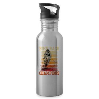 Cycling Champions, Cycling, Cyclists - Water bottle with straw - silver - Right