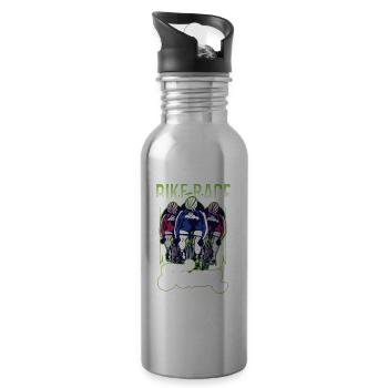 Cycling Race Team Race Cyclist Bicycle - Water bottle with straw - silver - Right
