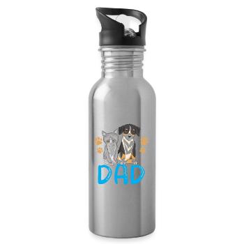 Cat and Dog Daddy Boy Type Cat Lover - Water bottle with straw - silver - Right