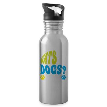 Cats or Dogs Both Lovers Cat Dog - Water bottle with straw - silver - Right