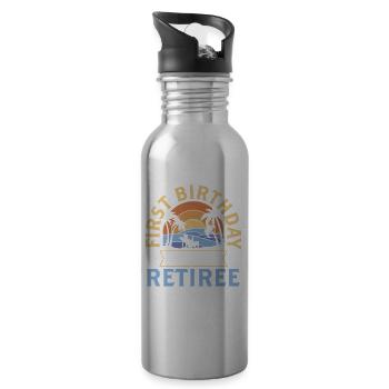 First birthday as a pensioner pensioner pregnant - Water bottle with straw - silver - Right