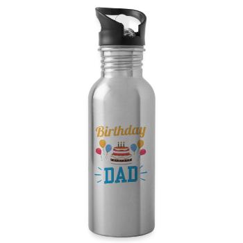 Fier anniversaire papa papa père anniversaire - Gourde avec paille intégrée - argent clair - Droite