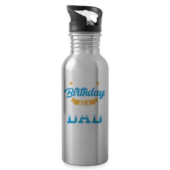 First Birthday As Daddy Dad Daddy Party - Water bottle with straw - silver - Right