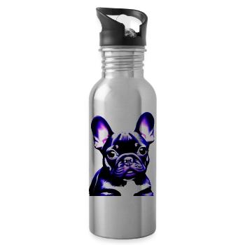 Chiens Chien bouledogue Français Chien Propriétaire - Gourde avec paille intégrée - argent clair - Droite