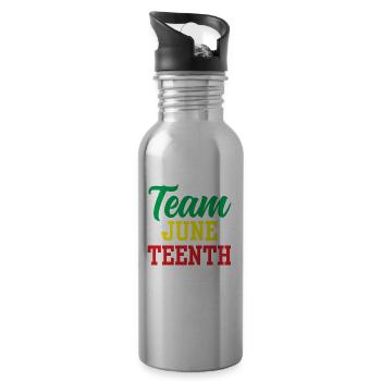 Team Juneteenth 1865 African American Black - Water bottle with straw - silver - Right