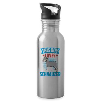 Ce garçon aime ses Schnauzer Schnauzers - Gourde avec paille intégrée - argent clair - Droite