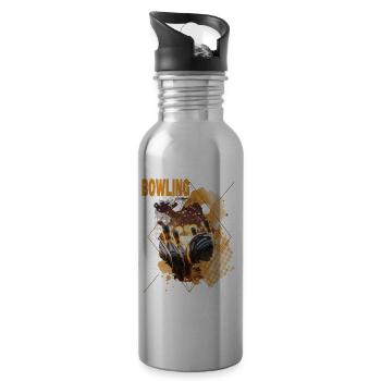 Bowling Bowling Bowling Ball Pins Bowling Players - Water bottle with straw - silver - Right