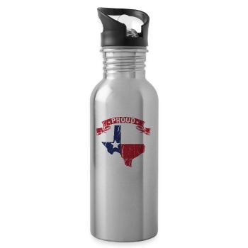 Stolzer Texanischer Vater Stolz Texas Texaner - Trinkflasche mit integriertem Trinkhalm - Lightsilver - Rechts
