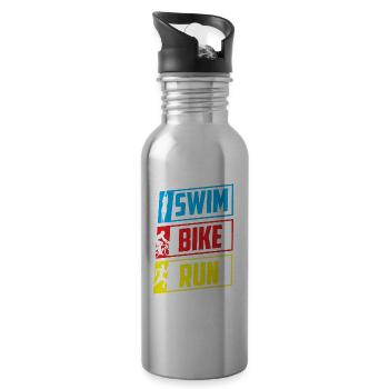 Swim Bike Run Triathlon Triathlete Triathlete - Water bottle with straw - silver - Right