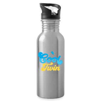 I'm the cool twin humor twins funny - Water bottle with straw - silver - Right