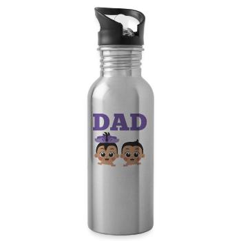 Father of twins Gemini Humor Gemini - Water bottle with straw - silver - Right