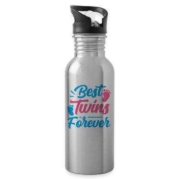 Best Twins Forever Funny Humor Gemini - Water bottle with straw - silver - Right
