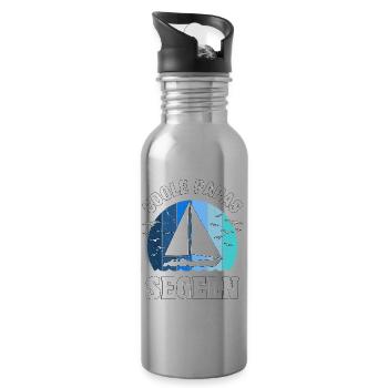 Segeln Segler Segelboot Papa Vatertag Geschenk - Trinkflasche mit integriertem Trinkhalm - Lightsilver - Rechts