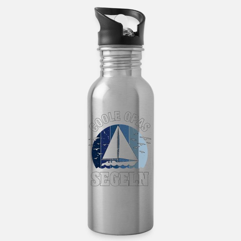 Segeln Segler Segelboot Boot Opa Vatertag Geschenk - Trinkflasche mit integriertem Trinkhalm - Lightsilver