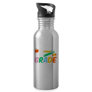 Second Grade Second Grader Teacher Student School - Water bottle with straw - silver - Right