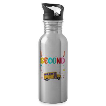 Proud Second Grader Teacher School Second Grade - Water bottle with straw - silver - Right