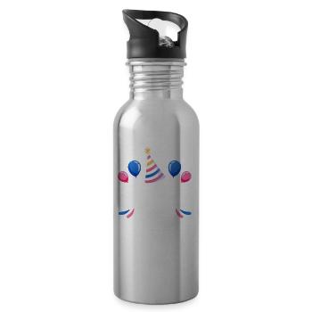 Équipe d’anniversaire Ancienne fête d’anniversaire - Gourde avec paille intégrée - argent clair - Droite