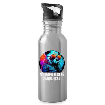 My Name Is Bear Panda Bear für Panda Fans - Trinkflasche mit integriertem Trinkhalm - Lightsilver - Rechts